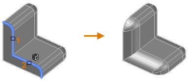 An edge of 3d solid with fillet command