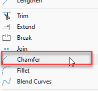 CHAMFER Command menu