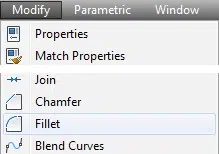 fillet command in the menu