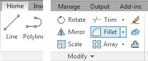 fillet command in the ribbon